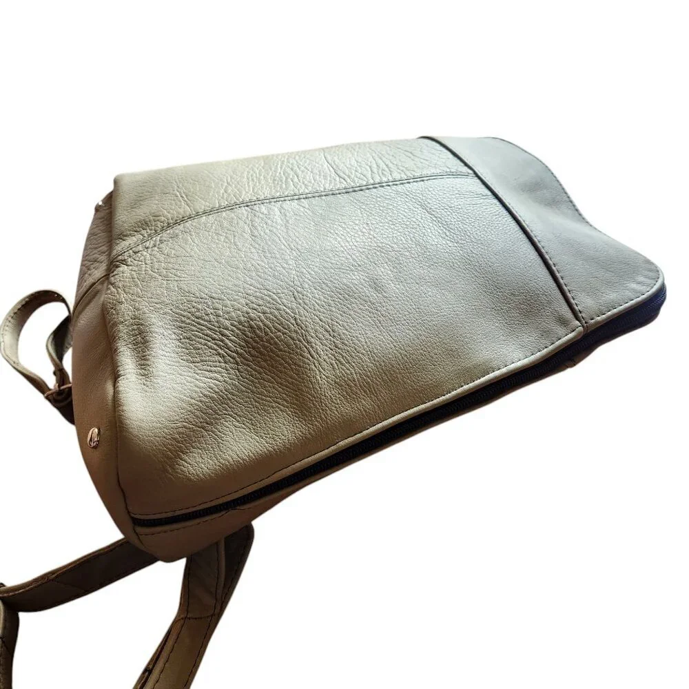 Earthy Taupe Minimalist Genuine Leather Handmade in Mexico Backpack - Picture 3 of 10